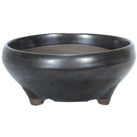 Vaso bonsai tondo smaltato nero cm. 15