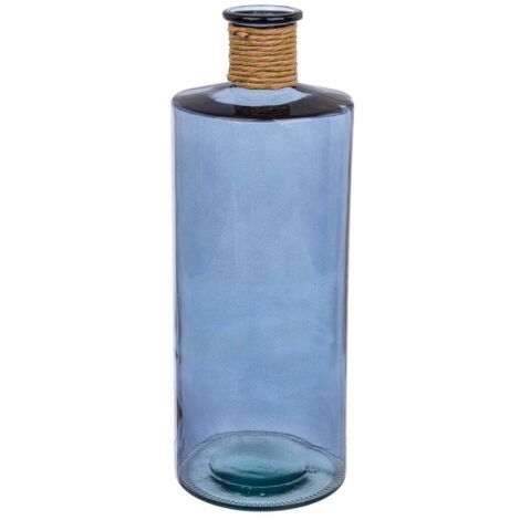 Vaso bottiglia "Rotang" in vetro blu cobalto per arredo casa