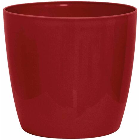 Vaso brillante - GARDEN ID - Rosso Lucido con ruote - 30 x 27 cm - Aspetto ceramica - Impermeabile - Facile da spostare