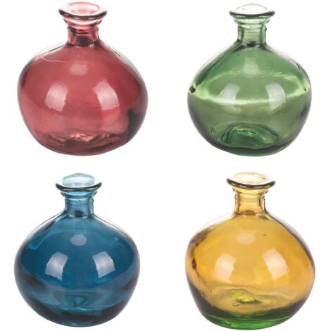 VASO CAIRO IN VETRO 16.5 X 18 CM FORMA ONDULATA ROTORNDA IN COLORAZIONE ASASORTITA