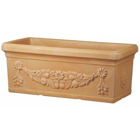 Vaso "Cassetta Leonardo Classic" in plastica da esterno per fiori e piante. -80 cm / Anticato