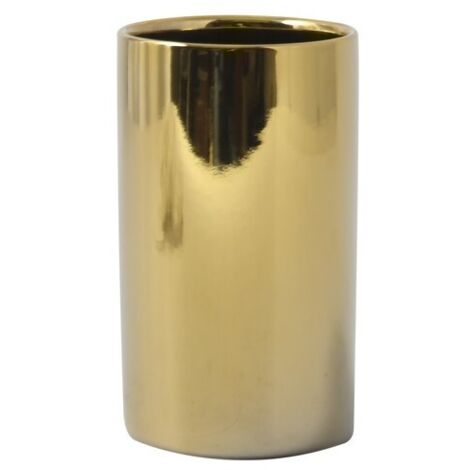 Vaso Cerámica TUBO Oro Brillante Spirella