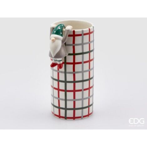 Vaso cilindrico Babbo Natale 20x9 cm