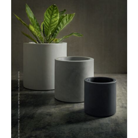 Vaso Cilindro Fenice in resina greystone da 85cm vaso moderno interno/esterno