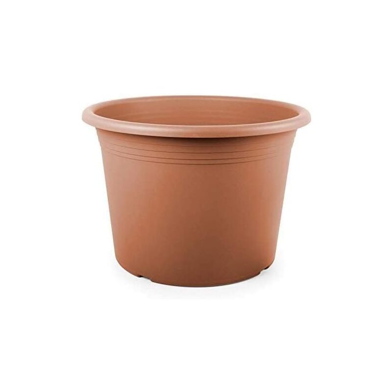 Vaso per piante e fiori in plastica rotondo, cilindro color terracotta Tomaino 20