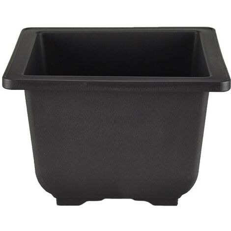 Vaso Cinese quadrato in plastica nera per bonsai e cactus 14x14x10,5 cm - PL17HV