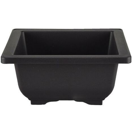 Vaso Cinese quadrato in plastica nera per bonsai e cactus 9,5x9,5x5 cm - PL12V