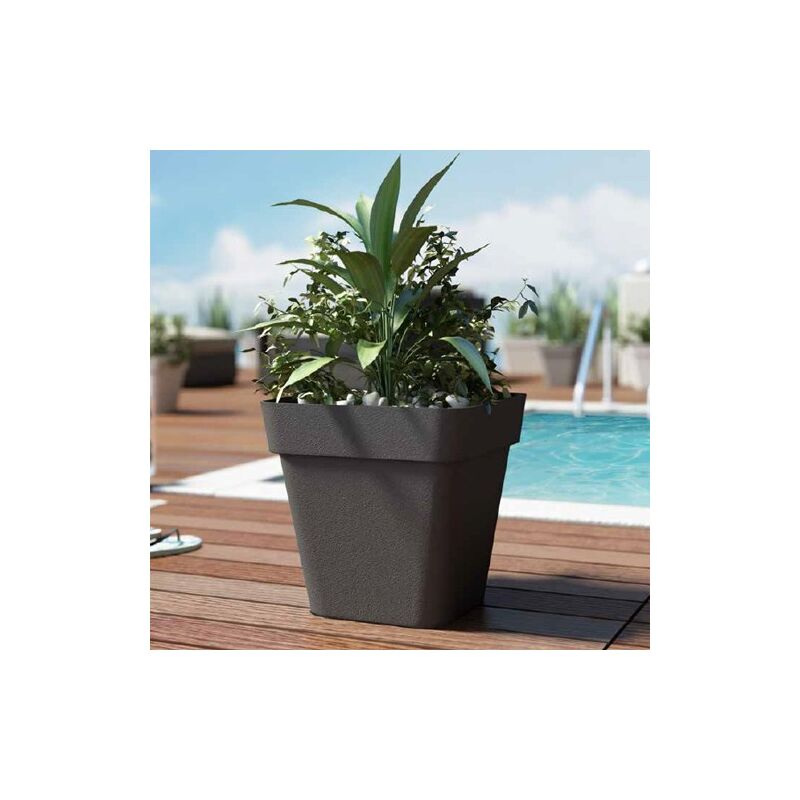 VASO CASSETTA da giardino CLEO QUADRATO in PLASTICA moderno 40 cm CON RUOTE VECA