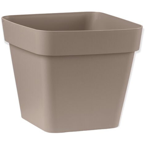 VASO CLEO QUADRATO IN PLASTICA CON RUOTE 40 CM VECA - Colore: Avana