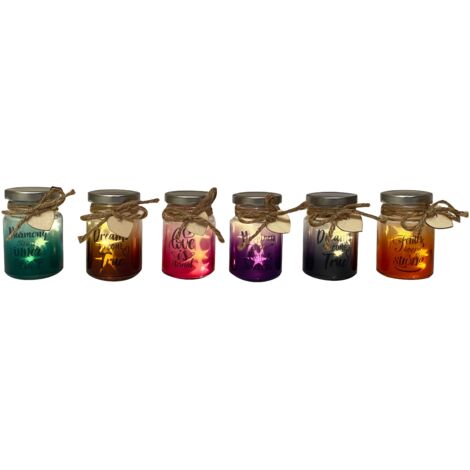 VASO COLORATO LED STELLE D.7XH14CM.