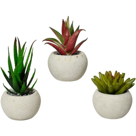 VASO CON ALOE BIANCO D.7XH12CM IN PLASTICA 3 MOD.
