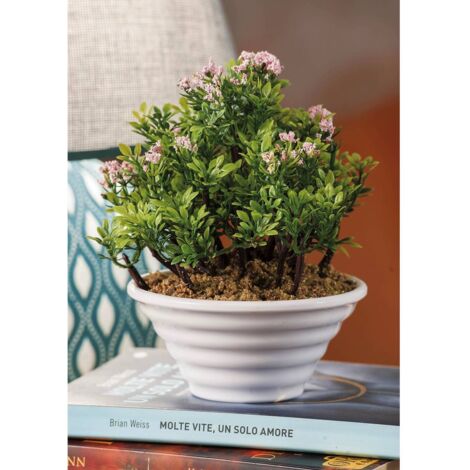 VASO CON FIORI D.12XH16.5CM IN 4 COLORI