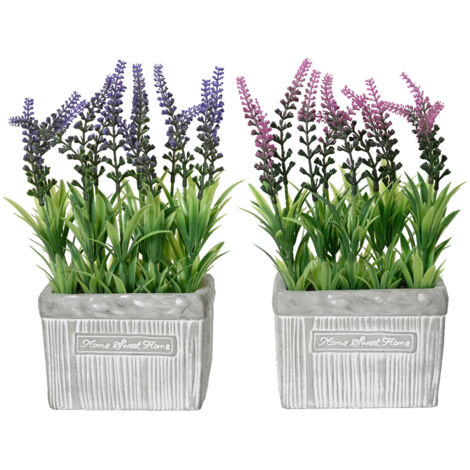 VASO CON LAVANDA 13X7XH24CM IN PLASTICA 2COL ASS.