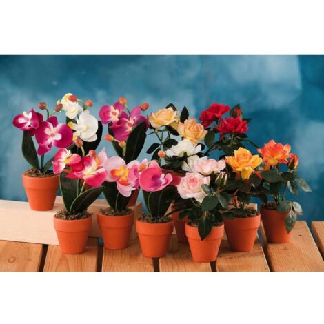 VASO CON ROSE / ORCHIDEE D.12XH18CM