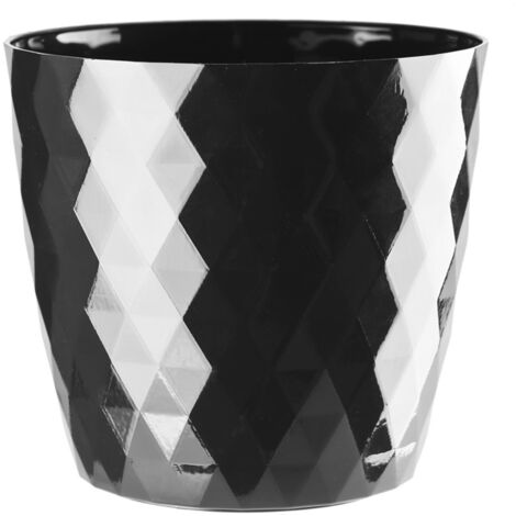 Vaso copertura in plastica CRISTAL 16 cm nero lucido motivo geometrico a rombi lucido