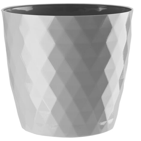 Vaso copertura in plastica CRISTAL 18 cm grigio chiaro lucido motivo geometrico a rombi lucidi