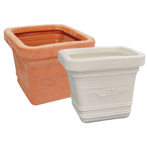 Vaso cuadrado 40×40×34 en resina Prestige blanco para exterior – Nuova Plastica Adriatica