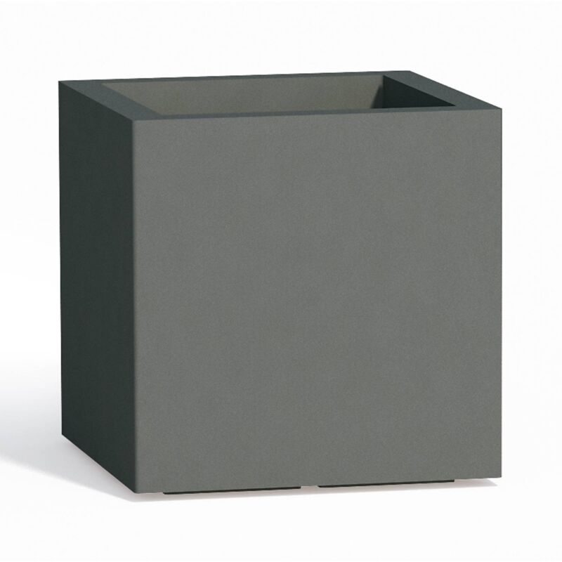 Image of Vaso quadrato in resina h 40 mod. Cube 40x40 cm grigio