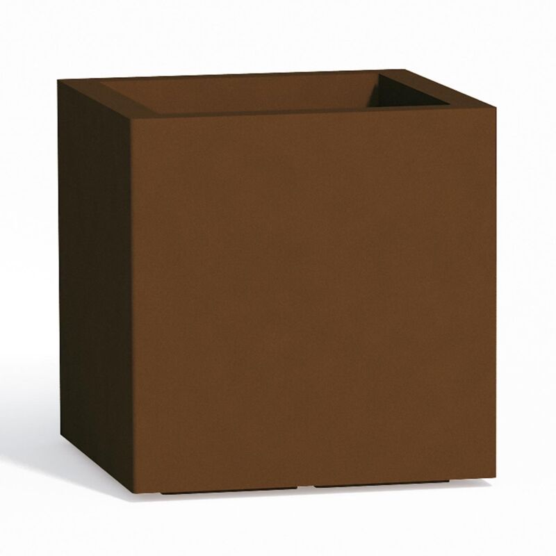 Image of Vaso quadrato in resina h 40 mod. Cube 40x40 cm marrone