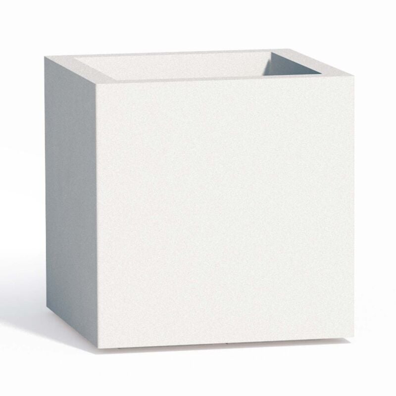 Image of Vaso quadrato in resina h 40 mod. Cube 40x40 cm bianco