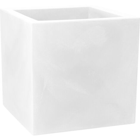 Vaso cubico resina MOMUS cm. 35 BIANCO