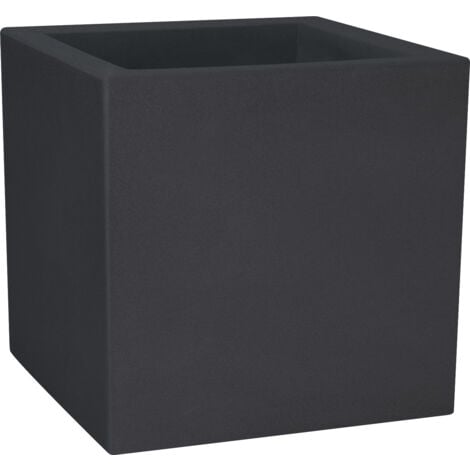 Vaso cubico resina MOMUS cm. 50 ANTRACITE