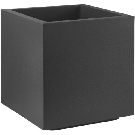 VASO CUBO MATHERIA 30CM ANTRACITE CON ROTELLE VECA