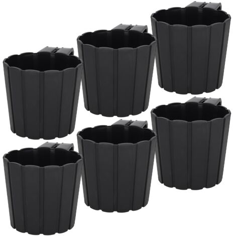 Vaso da Balcone per Balaustra con Maniglia per Terrazza Antracite 15 cm 6 pezzi