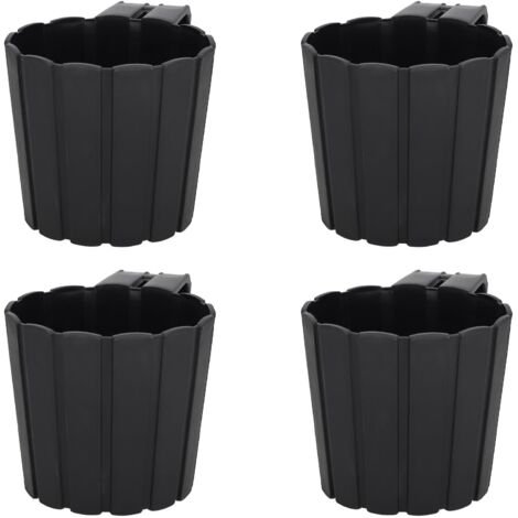 Vaso da Balcone per Balaustra da Appendere Antracite 15 cm Set di 4