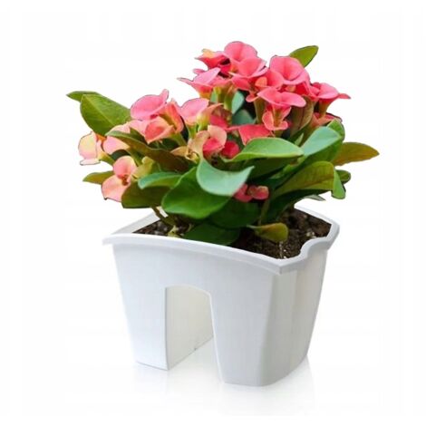VASO DA FIORI DA BALCONE BALCONE BALAUSTRE BIANCO 25cm