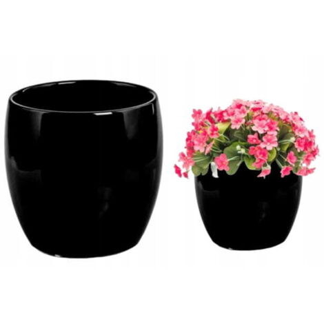 Vaso da fiori in ceramica, palla nera, 15x12cm, decorativo