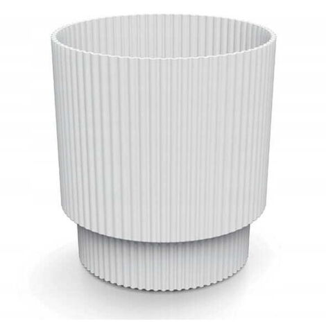 Vaso da fiori in plastica bianca a coste su stelo, 13,8x12,8 cm, coperchio Milly Round