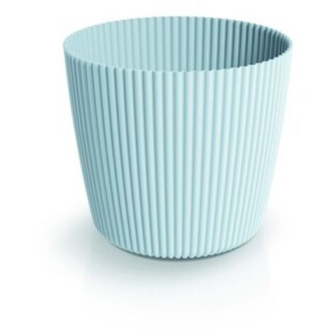 Vaso da fiori in plastica con coperchio rotondo scanalato, grigio chiaro, 14,6 cm, Milly