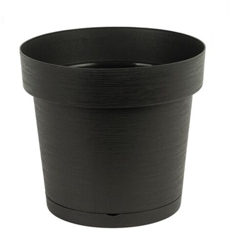 Vaso da fiori in plastica con sottovaso MELROSE GLAMOUR 20 cm, plastica, colore antracite, opaco