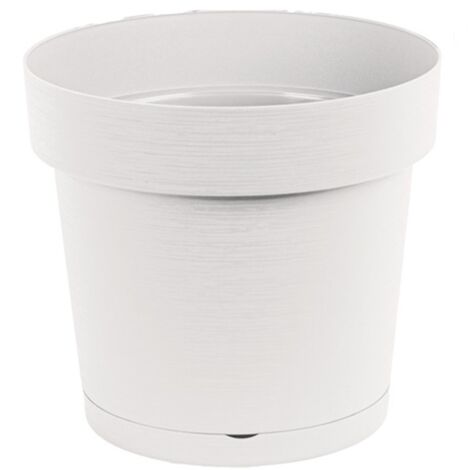 Vaso da fiori in plastica con sottovaso MELROSE GLAMOUR 25 cm, plastica, bianco opaco