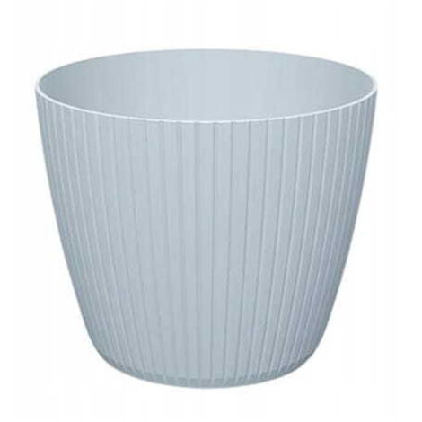 Vaso da fiori in plastica grigio chiaro 13,8x11,5 cm con coperchio a righe per fiori Lamia