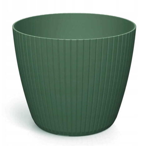 Vaso da fiori in plastica verde 13,8x11,5 cm, coperchio a coste Lamia