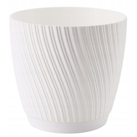 Vaso da fiori Mika 15 con sottovaso, bianco, FORM-PLASTIC