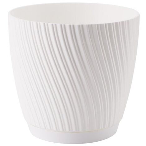 Vaso da fiori Mika 17 con sottovaso bianco FORM-PLASTIC
