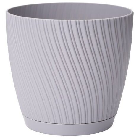 Vaso da fiori Mika 17 con sottovaso in platino FORM-PLASTIC