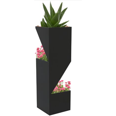 Vaso da fiori per piante da interno con fori di drenaggio in metallo, 30L x 30W x 100H cm, nero