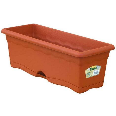 Fioriera TOSCANA In Plastica, Colore Terracotta, Lunghezza 60 Cm - Per Balcone - 2