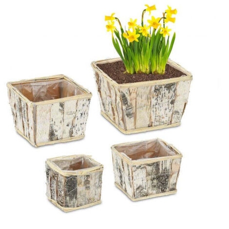 Vaso da fiori quadrato in betulla set da 4 8830
