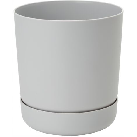 Vaso da fiori rotondo Satina 25 con sottovaso Platino