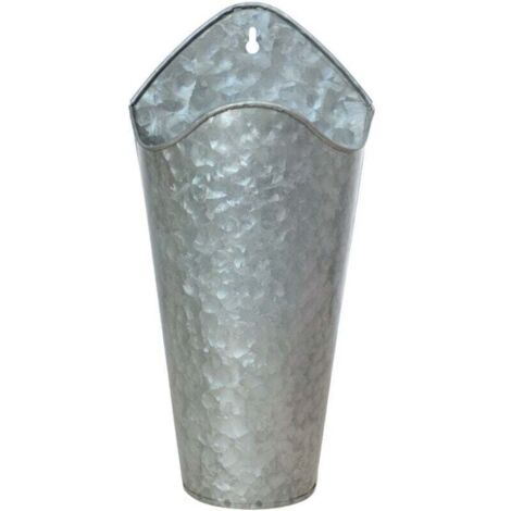 Vaso da fiori rustico da parete in metallo zincato, decorazione da parete sospesa, vaso da parete per piante o fiori da interno
