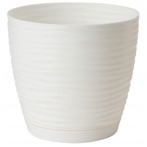 Vaso da fiori Sahara Petit 17 con sottovaso, bianco, FORM-PLASTIC