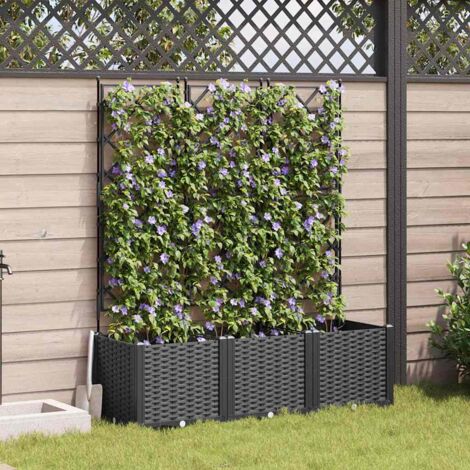 Vaso da giardino 3 pcs Nero 120 x 40 x 143 cm Plastica vidaXL