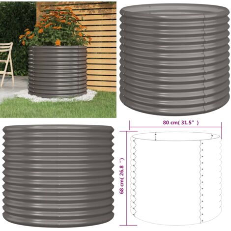 Vaso da Giardino Acciaio Zincato 80x80x68cm Grigio - Fioriera rotonda - Acciaio zincato