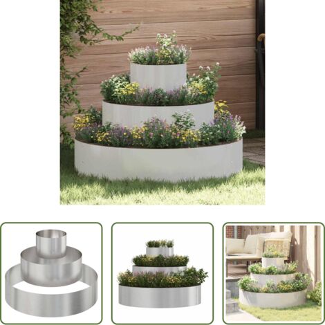 Vaso da giardino argento -  Vaso da giardino Argento 90 x 90 x 20 cm Acciaio inossidabile