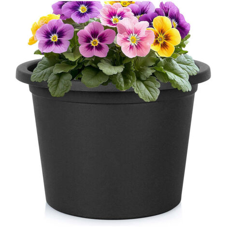 Vaso da giardino in plastica, nero, rotondo, 27,5 cm
